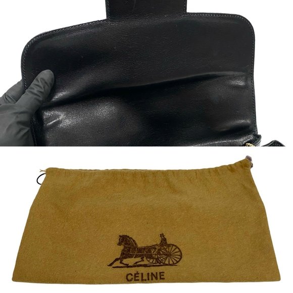 CELINE Horsebit Leather Shoulder Bag/Pochette/Sacoche in Black (54285) - Picture 8 of 9
